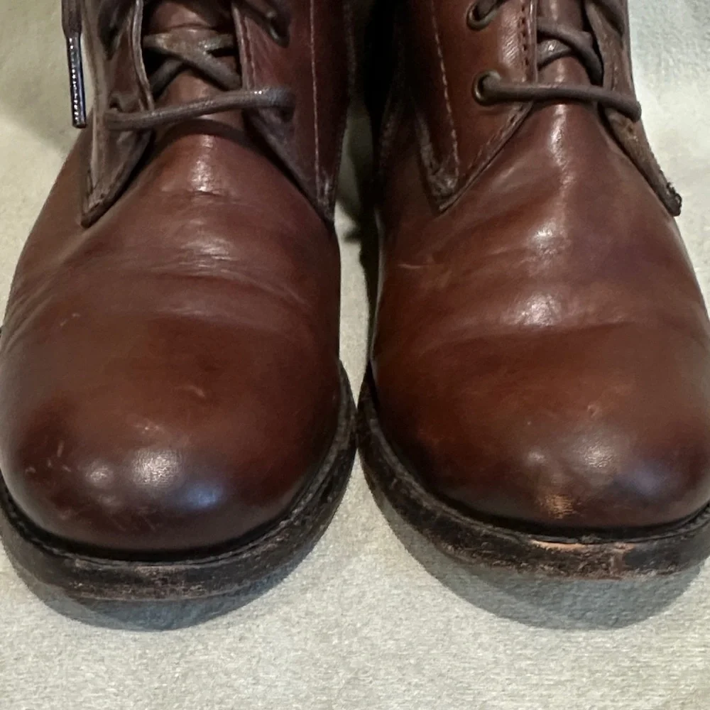 Frye Brown Leather Melissa  Lace up zip women’s